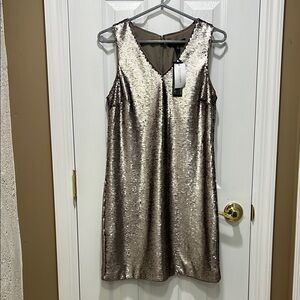 Banana Republic Sequin Sheath Mini Dress V-Neck Sleeveless
